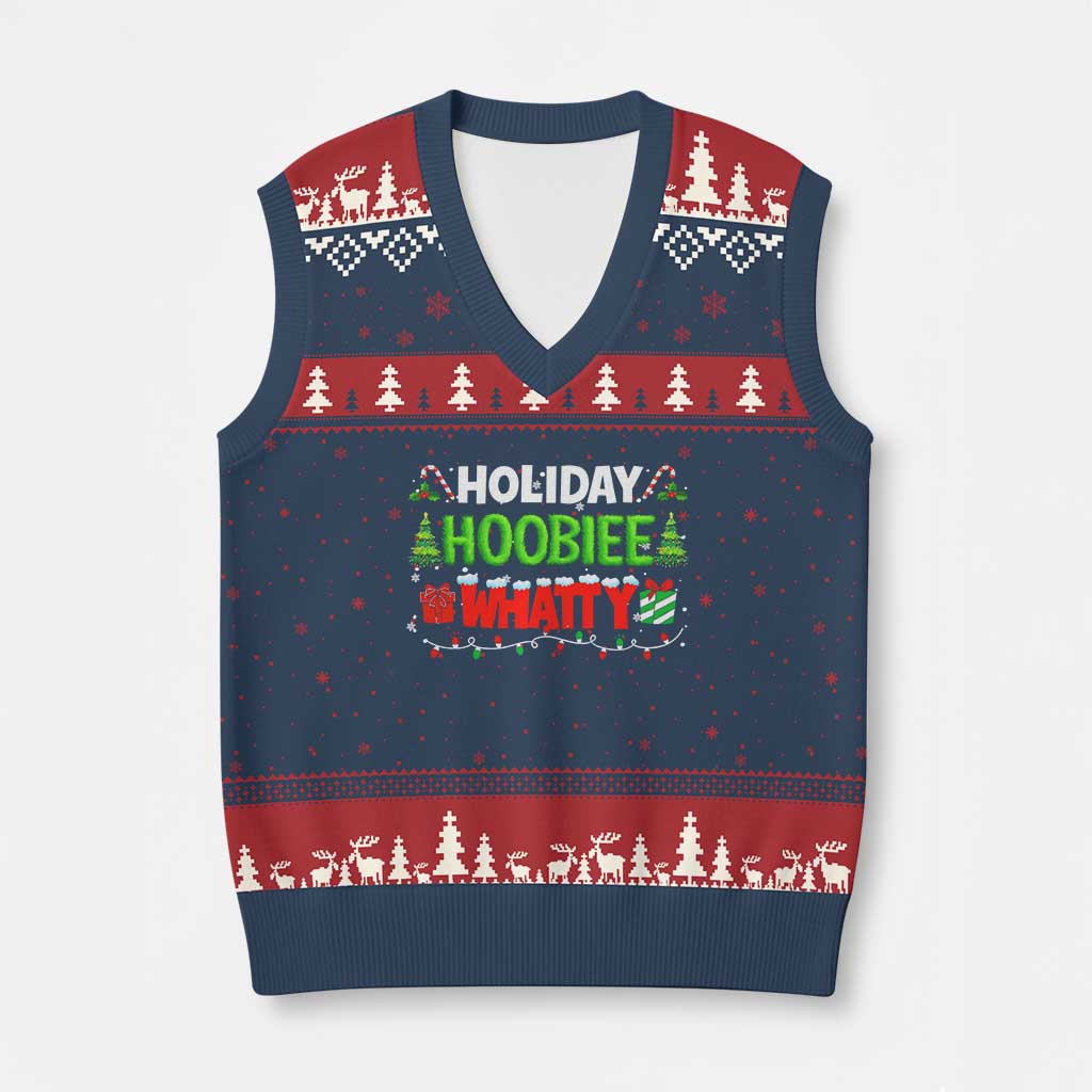 Holiday Hoobie Whatty V-Neck Knit Sweater Vest Funny Xmas Movie TS10 Navy Red Print Your Wear