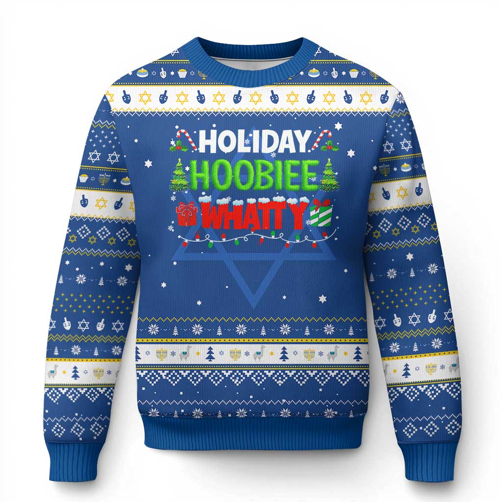 Holiday Hoobie Whatty Hanukkah Ugly Sweater Funny Christmas Movie TS10 Blue White Print Your Wear