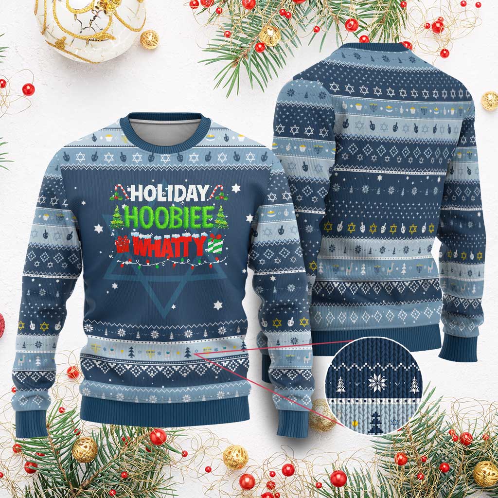 Holiday Hoobie Whatty Hanukkah Ugly Sweater Funny Christmas Movie TS10 Navy Light Blue Print Your Wear