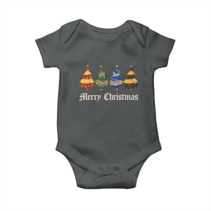 Christmas Tree Baby Onesie Retro Wizard Trees Magical Cute Family Pajama TS10 Dark Heather Print Your Wear