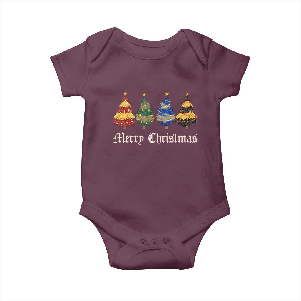 Christmas Tree Baby Onesie Retro Wizard Trees Magical Cute Family Pajama TS10 Maroon Print Your Wear