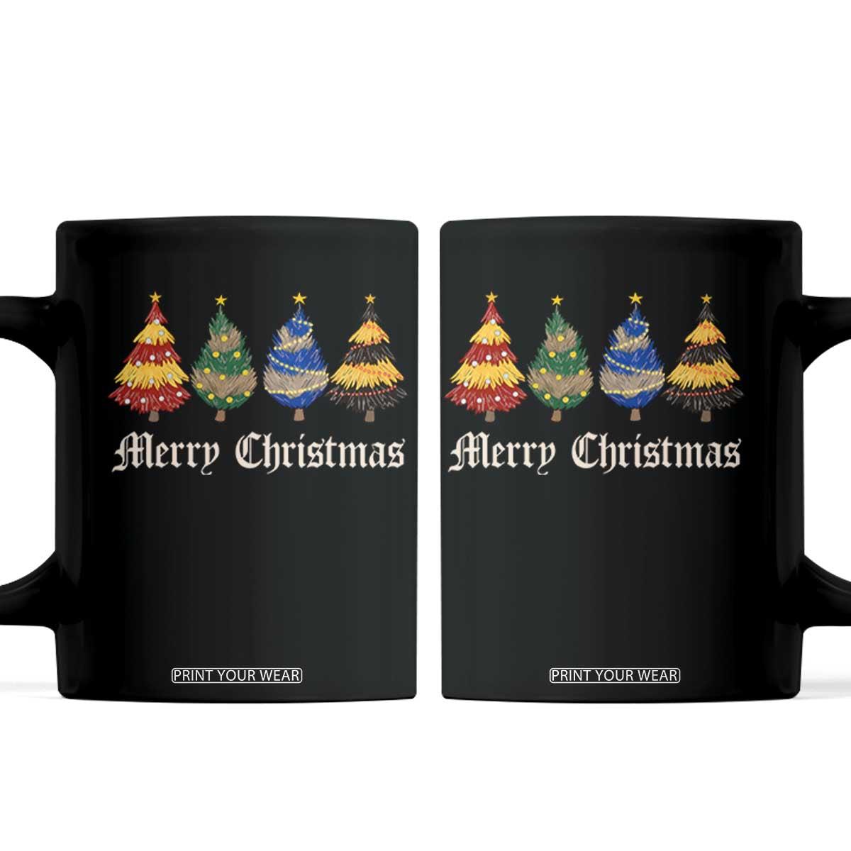 Christmas Tree Coffee Mug Retro Wizard Trees Magical Cute Family Pajama TS10 Black Print Your Wear