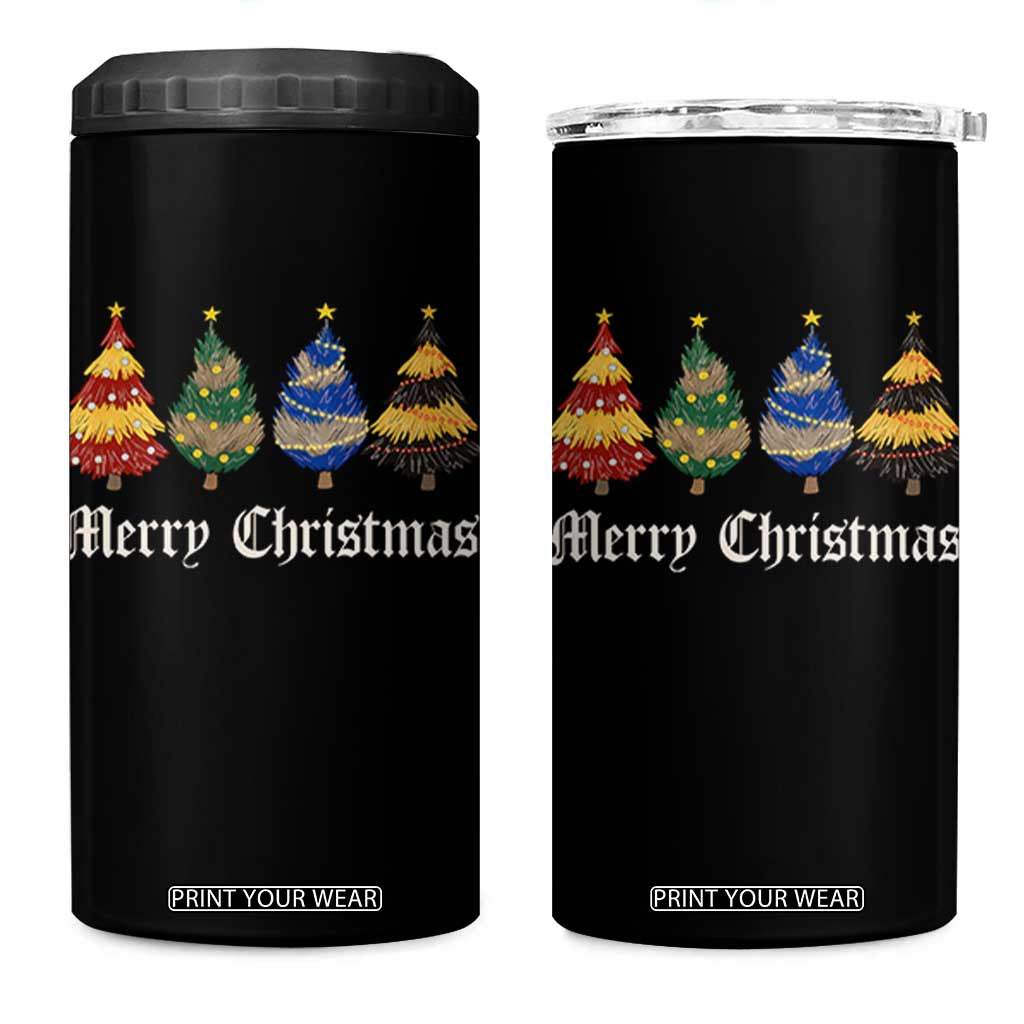 Christmas Tree 4 in 1 Can Cooler Tumbler Retro Wizard Trees Magical Cute Family Pajama TS10 One Size: 16 oz Black Print Your Wear