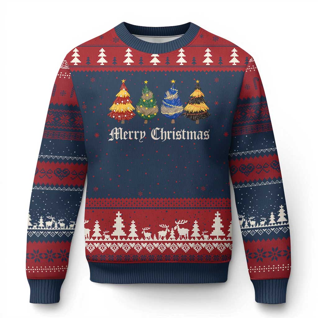 Xmas Tree Ugly Christmas Sweater Retro Wizard Trees Magical Cute Family Pajama TS10 Navy Red Print Your Wear