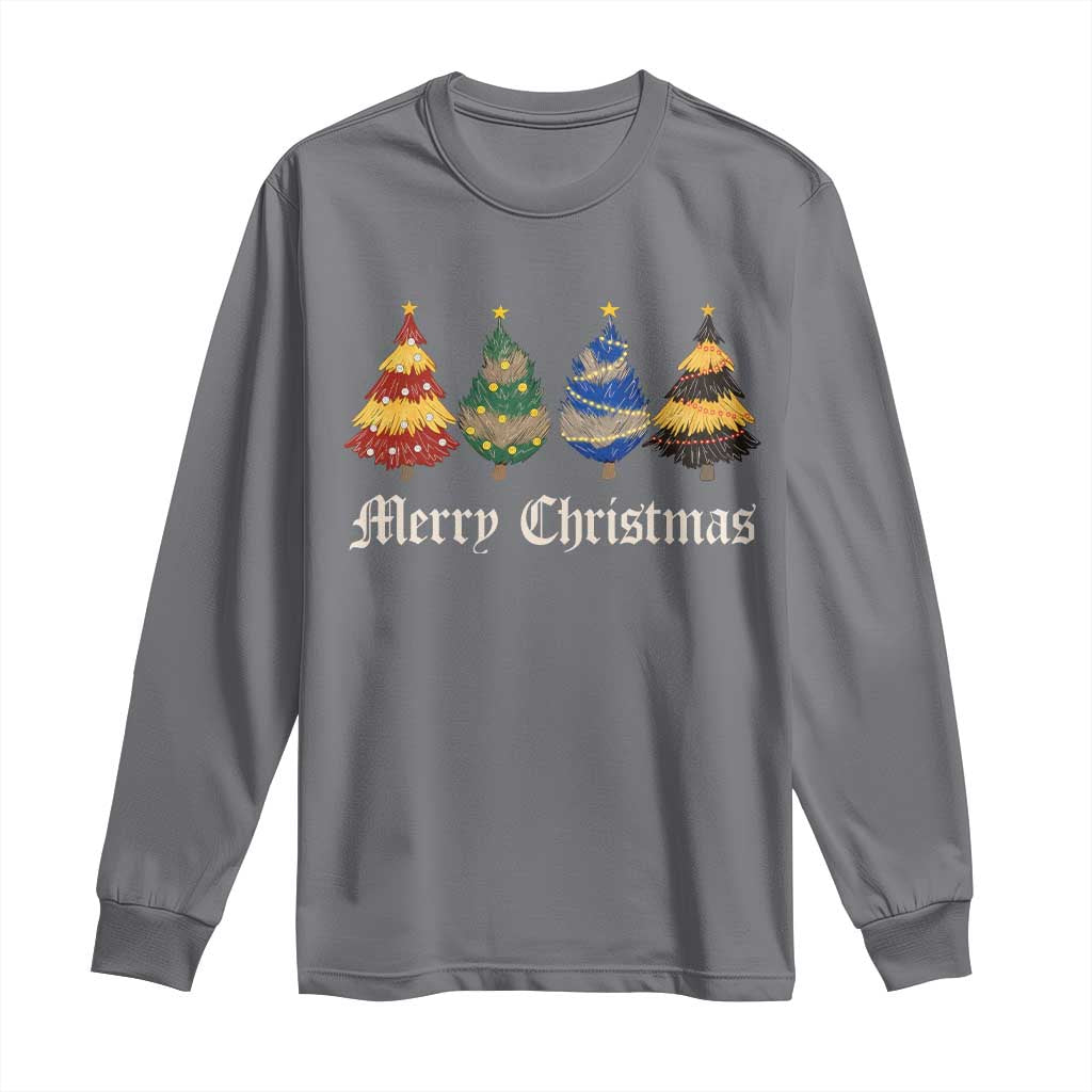 Christmas Tree Long Sleeve Shirt Retro Wizard Trees Magical Cute Family Pajama TS10 Charcoal Print Your Wear