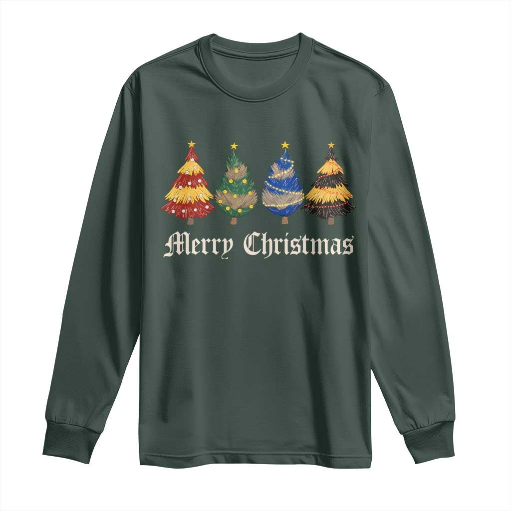 Christmas Tree Long Sleeve Shirt Retro Wizard Trees Magical Cute Family Pajama TS10 Dark Forest Green Print Your Wear