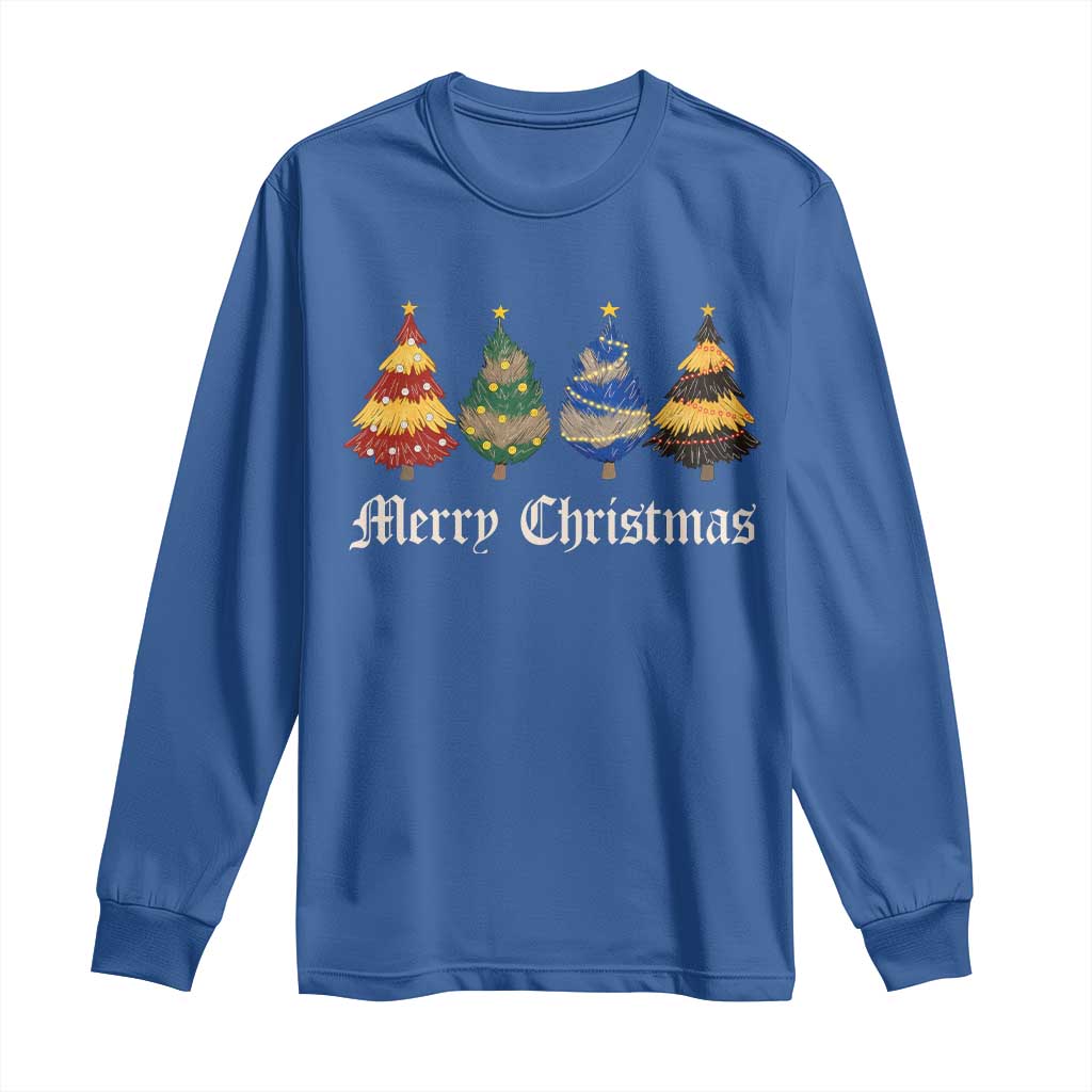Christmas Tree Long Sleeve Shirt Retro Wizard Trees Magical Cute Family Pajama TS10 Royal Blue Print Your Wear