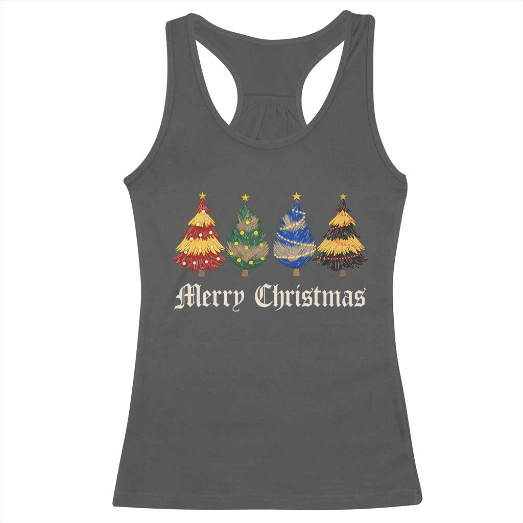 Christmas Tree Racerback Tank Top Retro Wizard Trees Magical Cute Family Pajama TS10 Dark Heather Print Your Wear