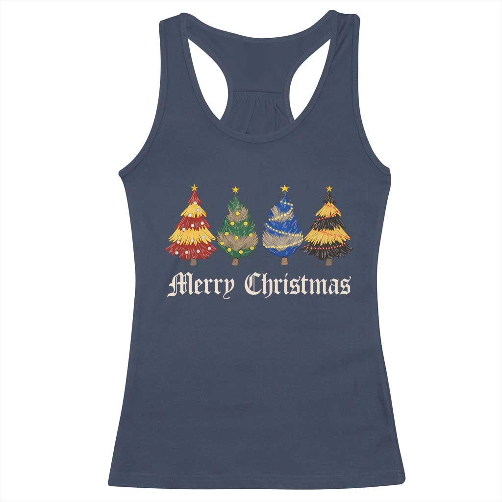 Christmas Tree Racerback Tank Top Retro Wizard Trees Magical Cute Family Pajama TS10 Navy Print Your Wear