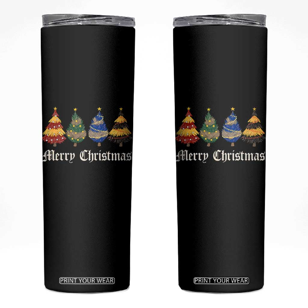 Christmas Tree Skinny Tumbler Retro Wizard Trees Magical Cute Family Pajama TS10 Black Print Your Wear