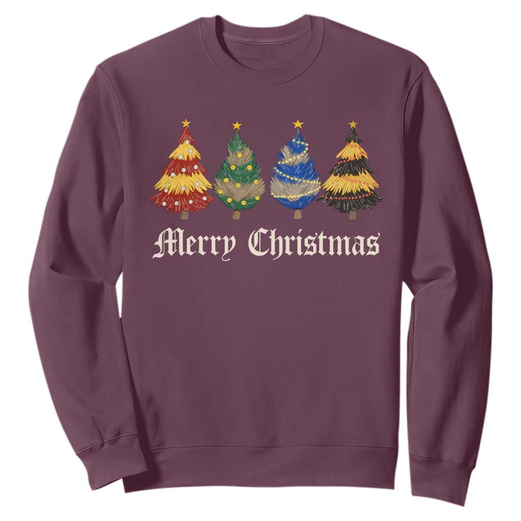 Christmas Tree Sweatshirt Retro Wizard Trees Magical Cute Family Pajama TS10 Maroon Print Your Wear