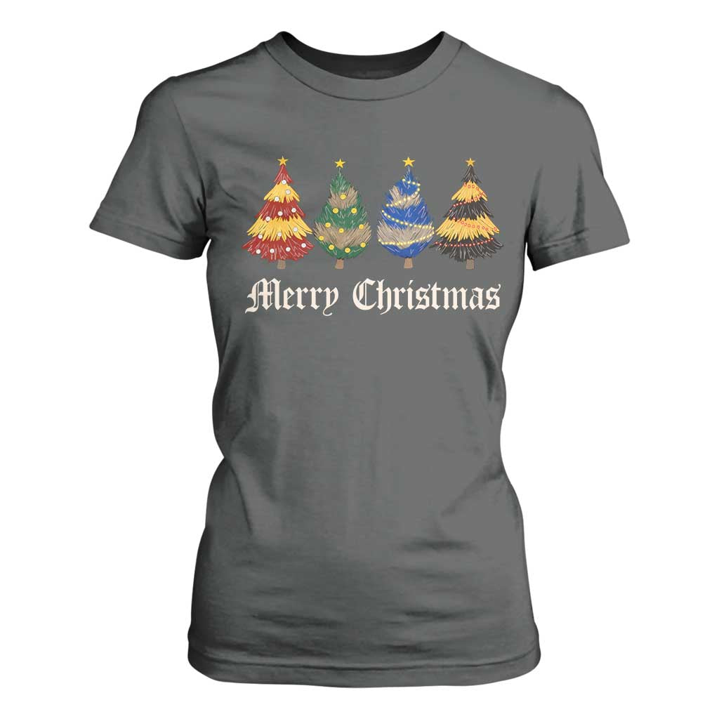 Christmas Tree T Shirt For Women Retro Wizard Trees Magical Cute Family Pajama TS10 Dark Heather Print Your Wear