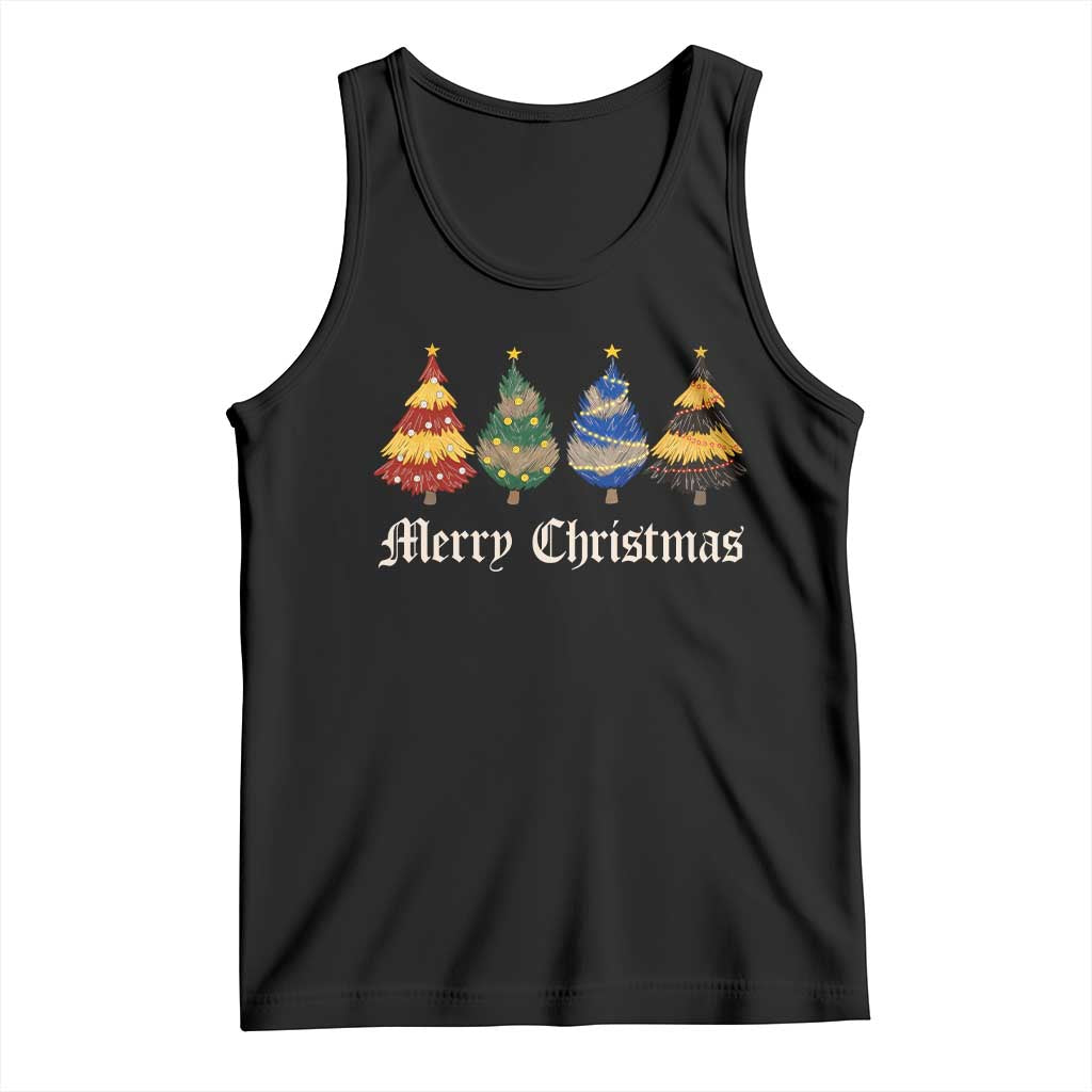 Christmas Tree Tank Top Retro Wizard Trees Magical Cute Family Pajama TS10 Black Print Your Wear