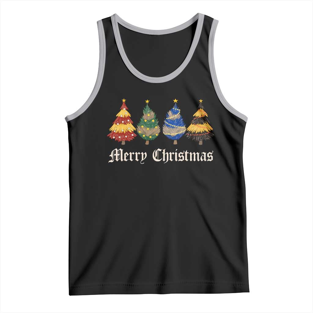 Christmas Tree Tank Top Retro Wizard Trees Magical Cute Family Pajama TS10 Black Athletic Heather Print Your Wear