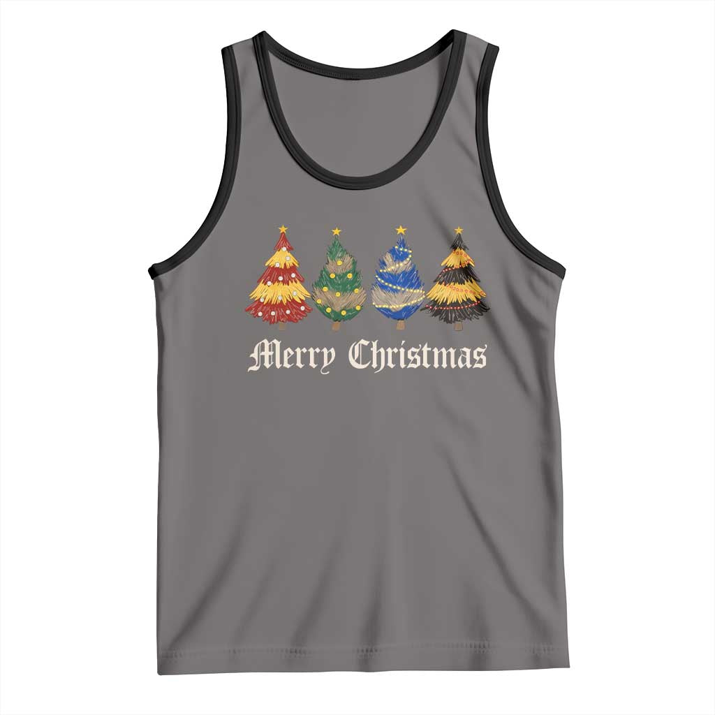 Christmas Tree Tank Top Retro Wizard Trees Magical Cute Family Pajama TS10 Deep Heather Black Print Your Wear
