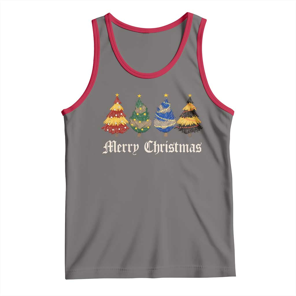 Christmas Tree Tank Top Retro Wizard Trees Magical Cute Family Pajama TS10 Deep Heather Red Print Your Wear