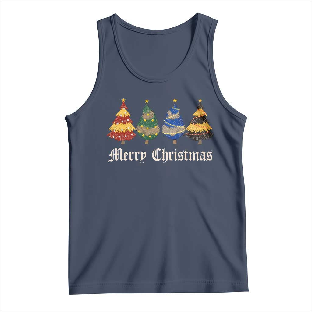 Christmas Tree Tank Top Retro Wizard Trees Magical Cute Family Pajama TS10 Navy Print Your Wear