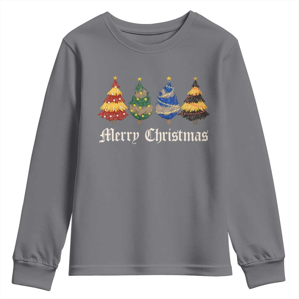Christmas Tree Youth Sweatshirt Retro Wizard Trees Magical Cute Family Pajama TS10 Charcoal Print Your Wear