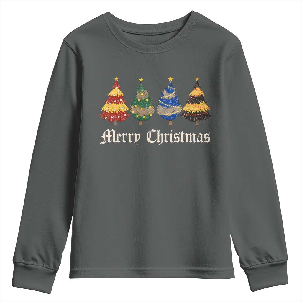 Christmas Tree Youth Sweatshirt Retro Wizard Trees Magical Cute Family Pajama TS10 Dark Heather Print Your Wear