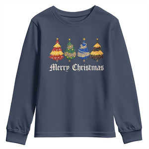 Christmas Tree Youth Sweatshirt Retro Wizard Trees Magical Cute Family Pajama TS10 Navy Print Your Wear