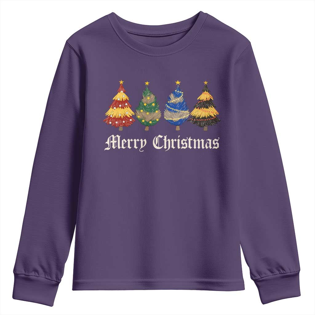 Christmas Tree Youth Sweatshirt Retro Wizard Trees Magical Cute Family Pajama TS10 Purple Print Your Wear