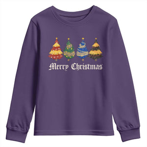 Christmas Tree Youth Sweatshirt Retro Wizard Trees Magical Cute Family Pajama TS10 Purple Print Your Wear