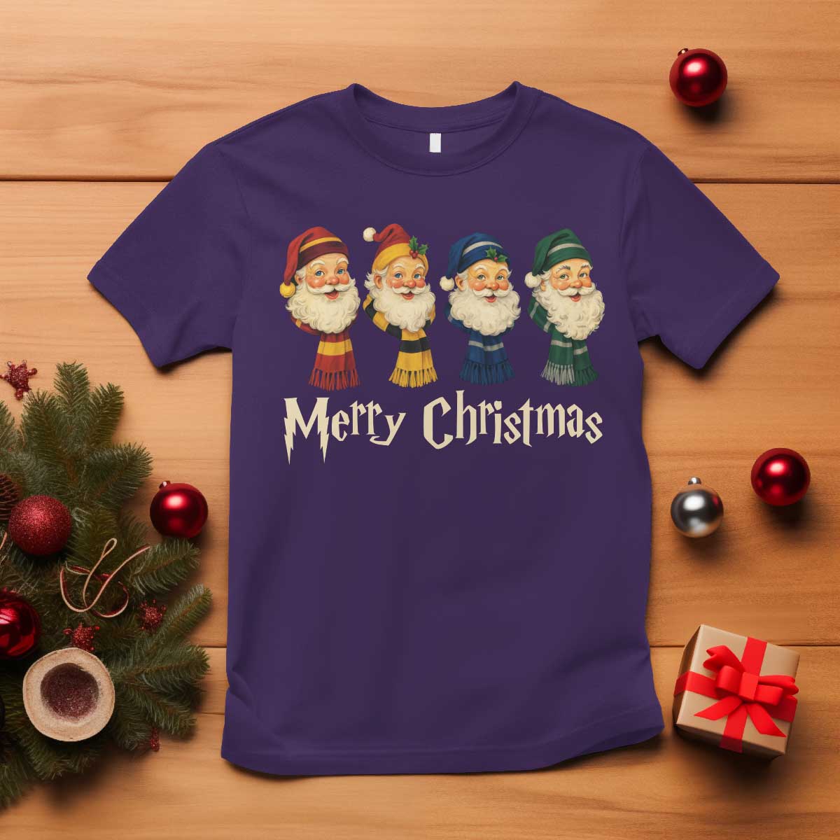 Merry Christmas Santa T Shirt Vintage Wizard Holiday Season Cute Family Pajama TS10 Purple Print Your Wear