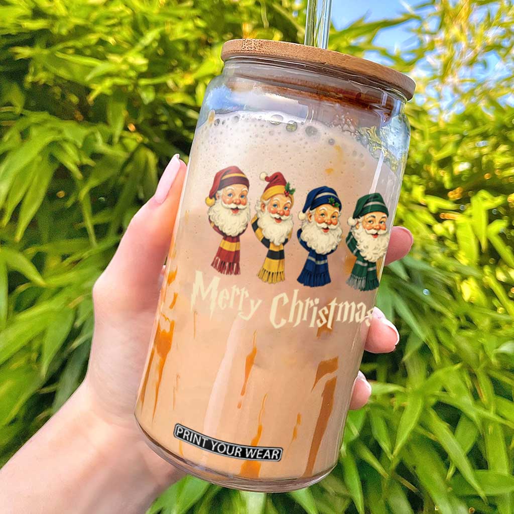 Merry Christmas Santa Glass Can Vintage Wizard Holiday Season Cute Family Pajama TS10 Black Print Your Wear