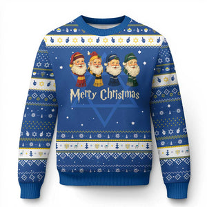 Merry Christmas Santa Hanukkah Ugly Sweater Vintage Wizard Holiday Season Cute Family Pajama TS10 Blue White Print Your Wear