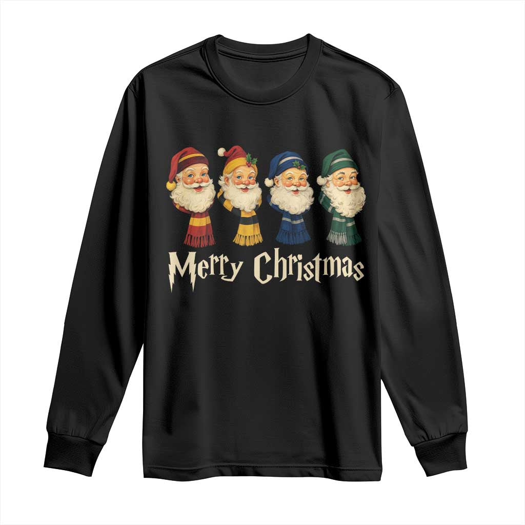 Merry Christmas Santa Long Sleeve Shirt Vintage Wizard Holiday Season Cute Family Pajama TS10 Black Print Your Wear