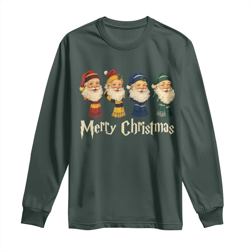 Merry Christmas Santa Long Sleeve Shirt Vintage Wizard Holiday Season Cute Family Pajama TS10 Dark Forest Green Print Your Wear