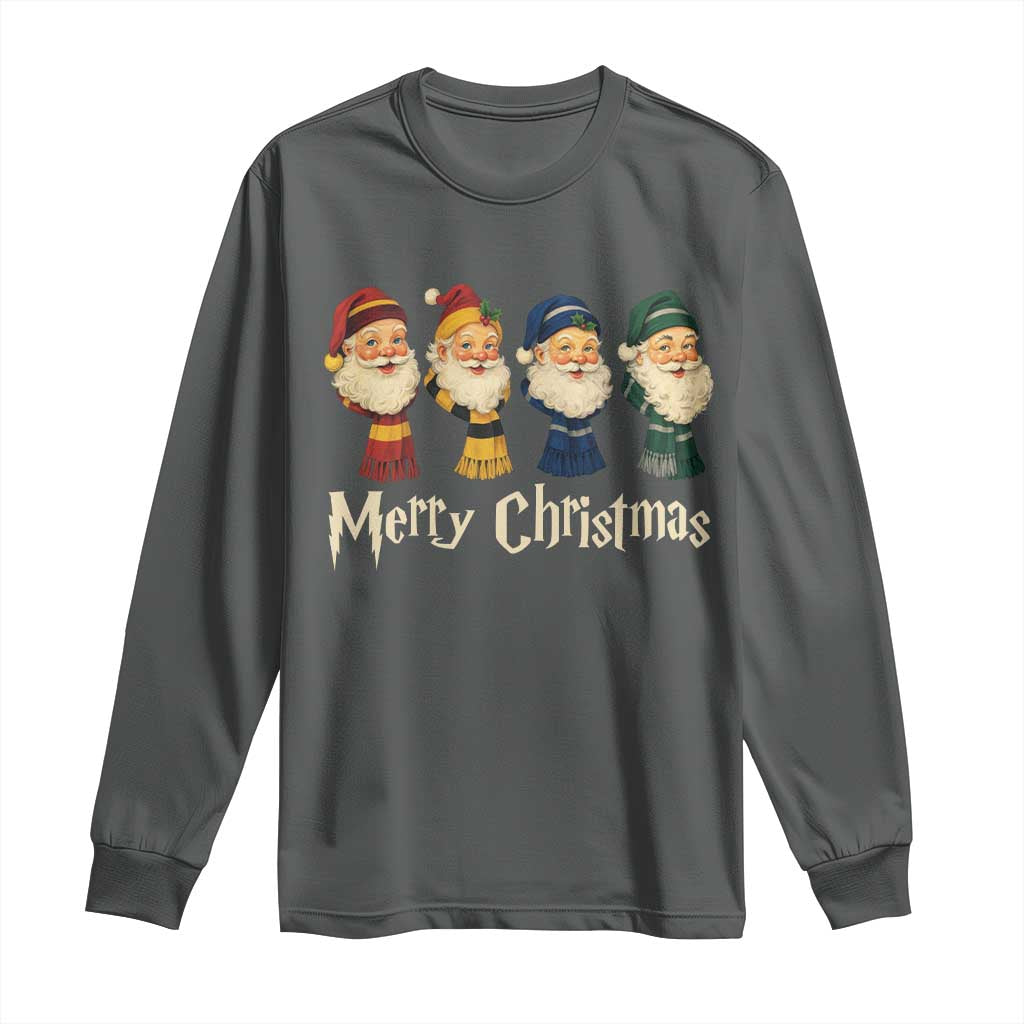 Merry Christmas Santa Long Sleeve Shirt Vintage Wizard Holiday Season Cute Family Pajama TS10 Dark Heather Print Your Wear