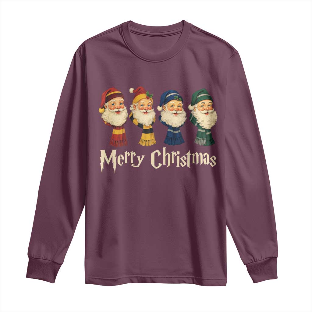 Merry Christmas Santa Long Sleeve Shirt Vintage Wizard Holiday Season Cute Family Pajama TS10 Maroon Print Your Wear
