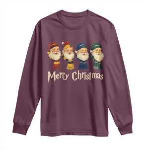 Merry Christmas Santa Long Sleeve Shirt Vintage Wizard Holiday Season Cute Family Pajama TS10 Maroon Print Your Wear