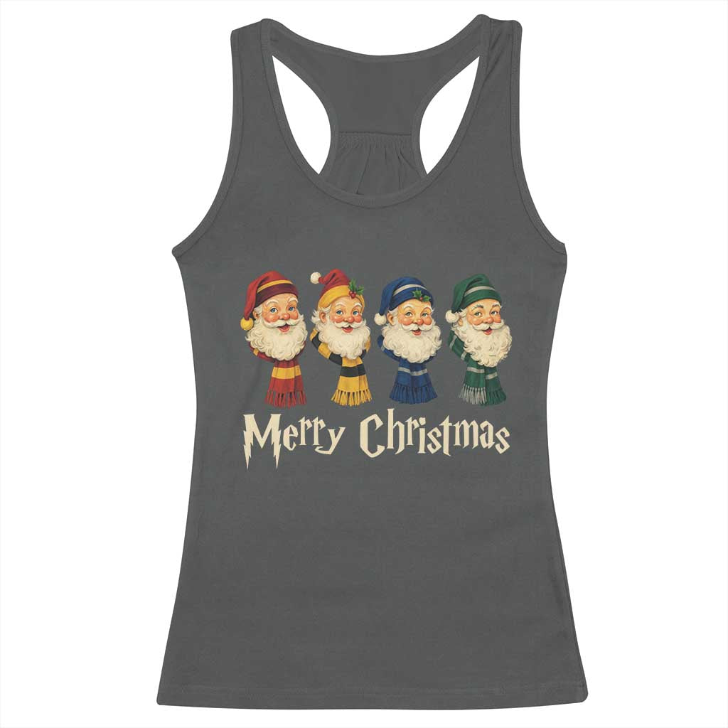 Merry Christmas Santa Racerback Tank Top Vintage Wizard Holiday Season Cute Family Pajama TS10 Dark Heather Print Your Wear