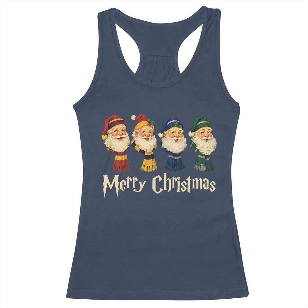 Merry Christmas Santa Racerback Tank Top Vintage Wizard Holiday Season Cute Family Pajama TS10 Navy Print Your Wear