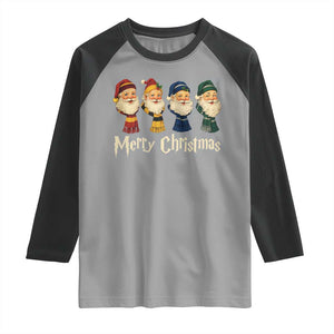 Merry Christmas Santa Raglan Shirt Vintage Wizard Holiday Season Cute Family Pajama TS10 Sport Gray Black Print Your Wear