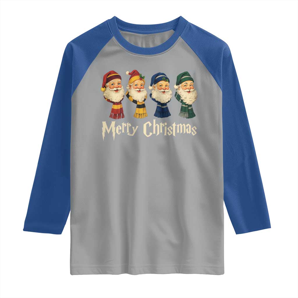 Merry Christmas Santa Raglan Shirt Vintage Wizard Holiday Season Cute Family Pajama TS10 Sport Gray Royal Print Your Wear