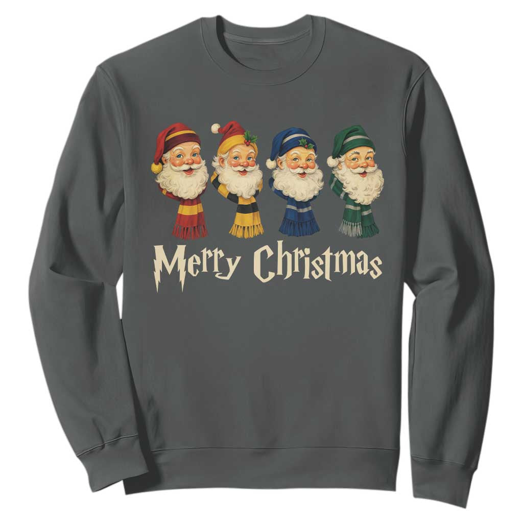 Merry Christmas Santa Sweatshirt Vintage Wizard Holiday Season Cute Family Pajama TS10 Dark Heather Print Your Wear