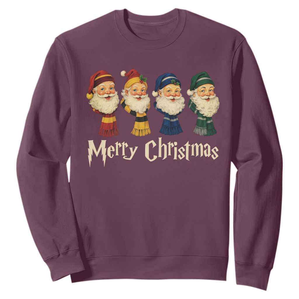 Merry Christmas Santa Sweatshirt Vintage Wizard Holiday Season Cute Family Pajama TS10 Maroon Print Your Wear