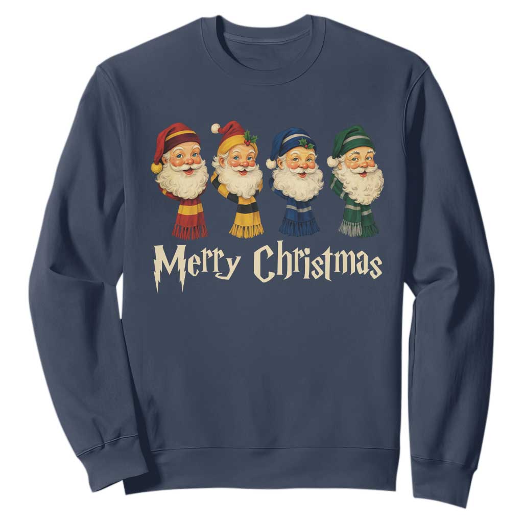 Merry Christmas Santa Sweatshirt Vintage Wizard Holiday Season Cute Family Pajama TS10 Navy Print Your Wear