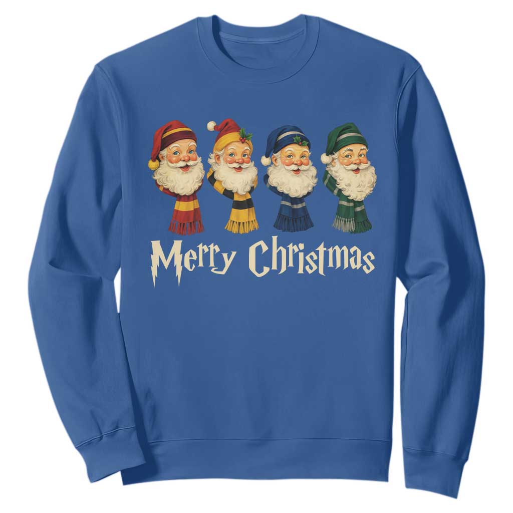 Merry Christmas Santa Sweatshirt Vintage Wizard Holiday Season Cute Family Pajama TS10 Royal Blue Print Your Wear