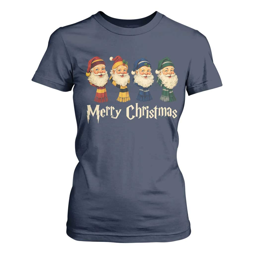 Merry Christmas Santa T Shirt For Women Vintage Wizard Holiday Season Cute Family Pajama TS10 Navy Print Your Wear