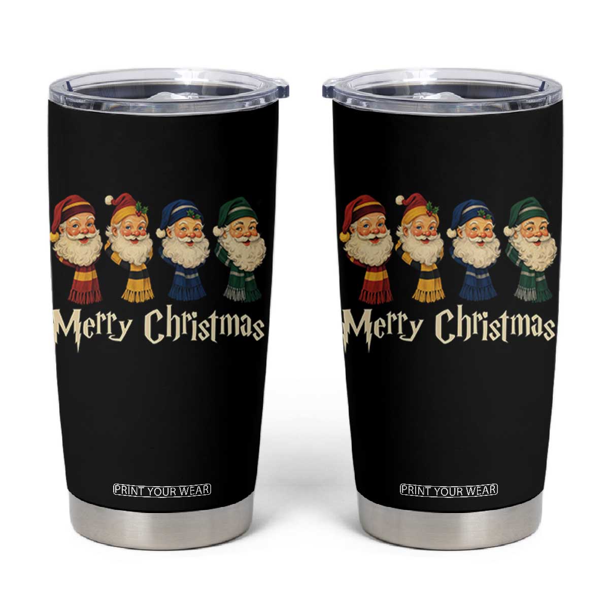 Merry Christmas Santa Tumbler Cup Vintage Wizard Holiday Season Cute Family Pajama TS10 Black Print Your Wear