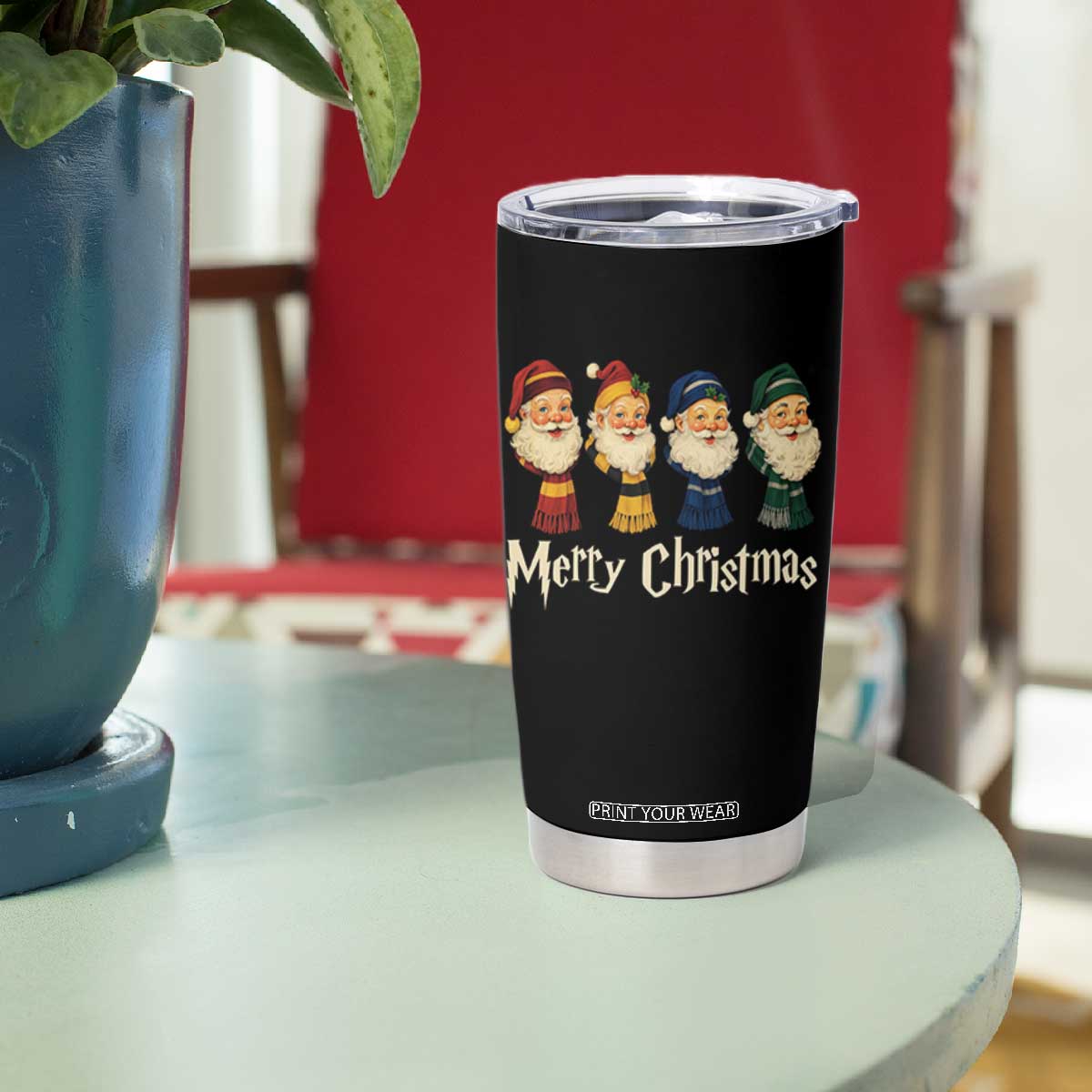 Merry Christmas Santa Tumbler Cup Vintage Wizard Holiday Season Cute Family Pajama TS10 Print Your Wear