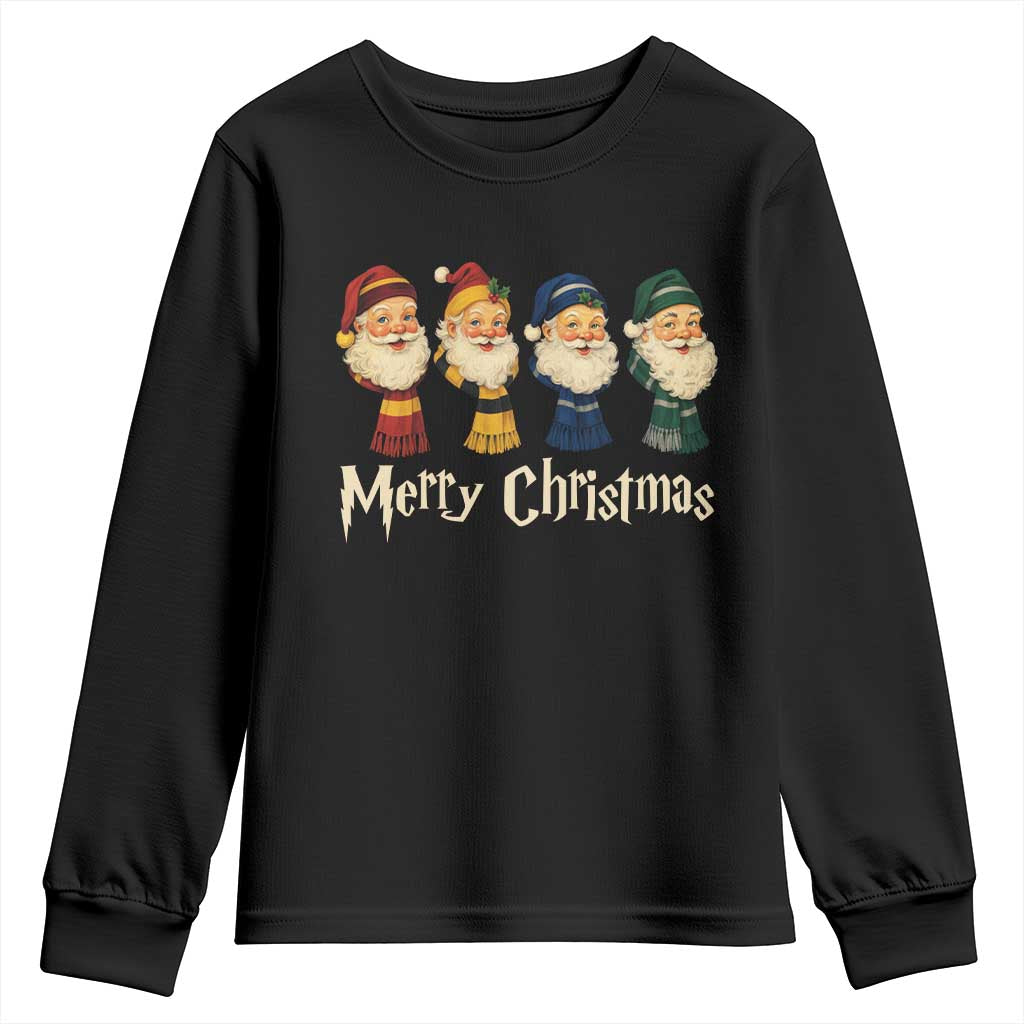 Merry Christmas Santa Youth Sweatshirt Vintage Wizard Holiday Season Cute Family Pajama TS10 Black Print Your Wear