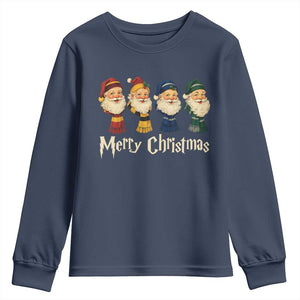 Merry Christmas Santa Youth Sweatshirt Vintage Wizard Holiday Season Cute Family Pajama TS10 Navy Print Your Wear