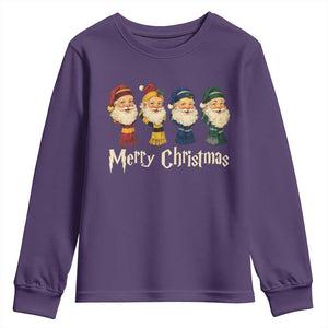 Merry Christmas Santa Youth Sweatshirt Vintage Wizard Holiday Season Cute Family Pajama TS10 Purple Print Your Wear