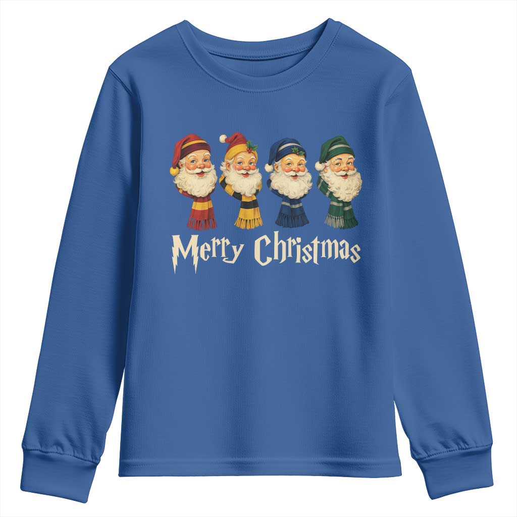 Merry Christmas Santa Youth Sweatshirt Vintage Wizard Holiday Season Cute Family Pajama TS10 Royal Blue Print Your Wear