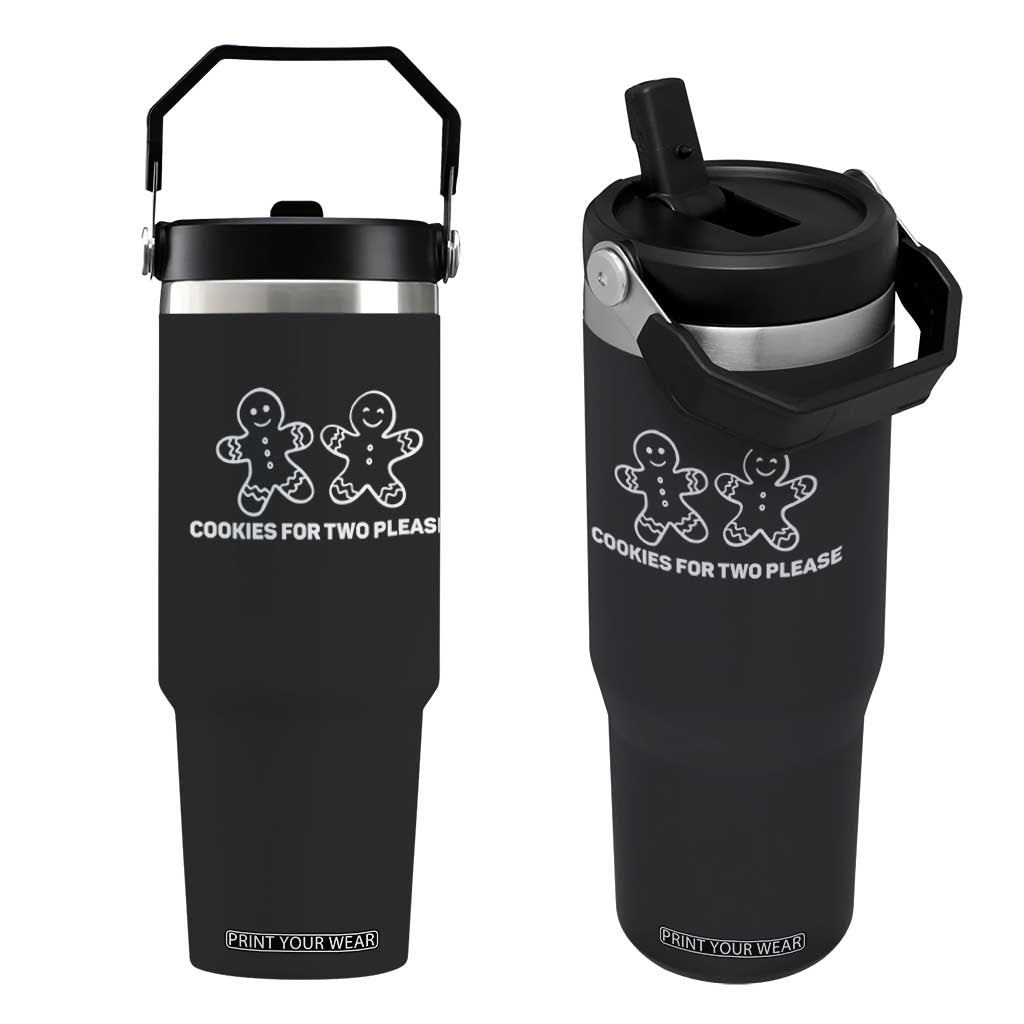 Cookies For Two Please Pregnancy Announcement Christmas Flip Straw Tumbler TS10 One Size: 30 oz Black Print Your Wear